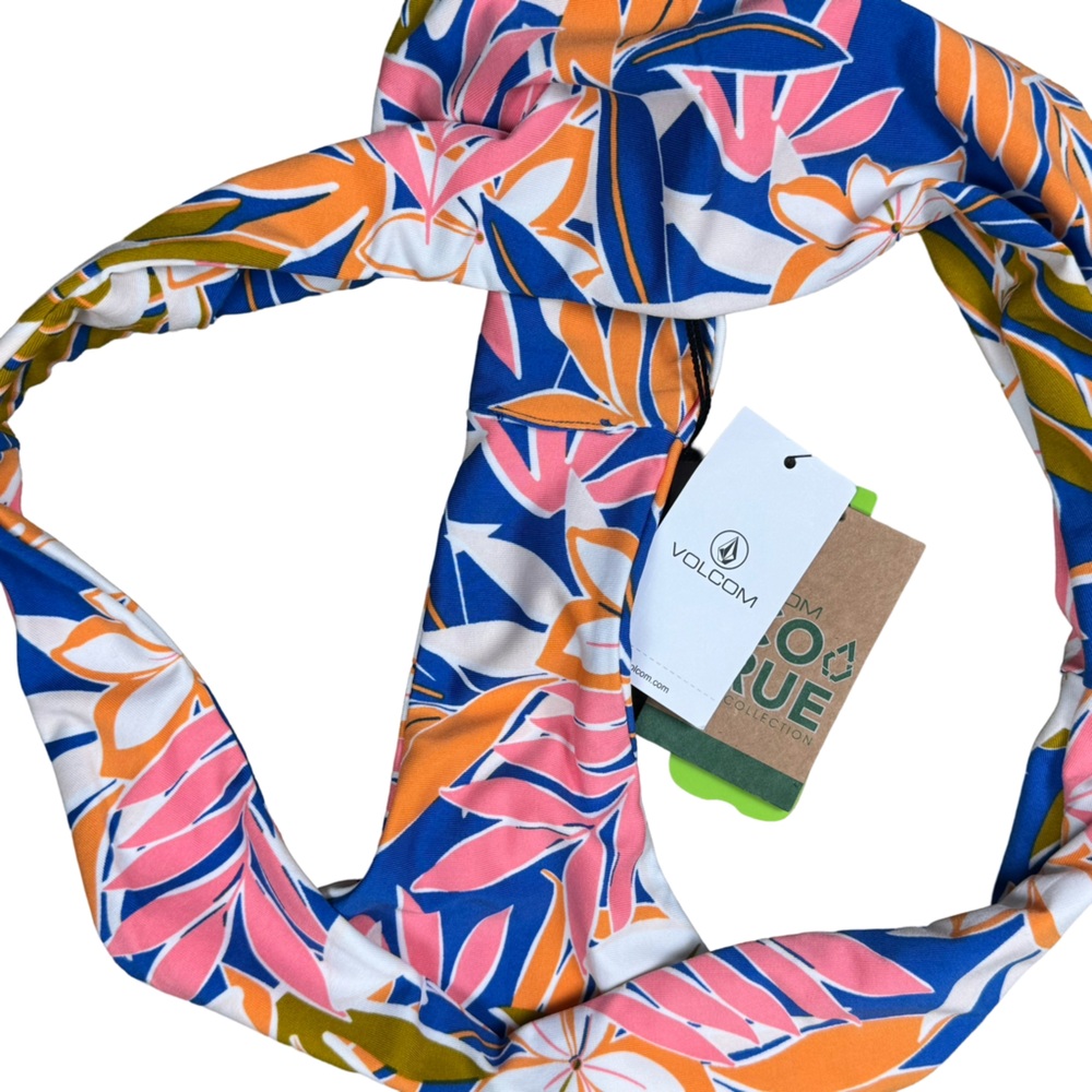 NWT Volcom Hot Tropics Blue Floral V Bikini Swimsuit Bottom Large Cheeky - Picture 7 of 7